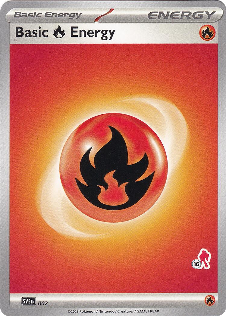 Basic Fire Energy (002) (Armarouge Stamp #16) [Battle Academy 2024] | Galaxy Games LLC