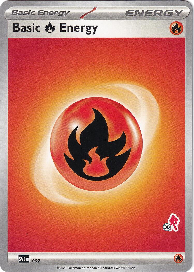 Basic Fire Energy (002) (Armarouge Stamp #38) [Battle Academy 2024] | Galaxy Games LLC