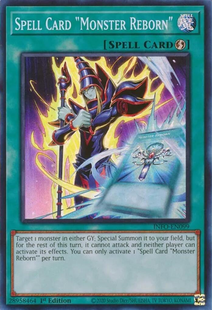 Spell Card "Monster Reborn" [INFO-EN099] Super Rare | Galaxy Games LLC