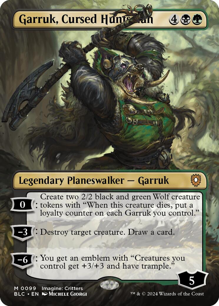 Garruk, Cursed Huntsman (Borderless) [Bloomburrow Commander] | Galaxy Games LLC