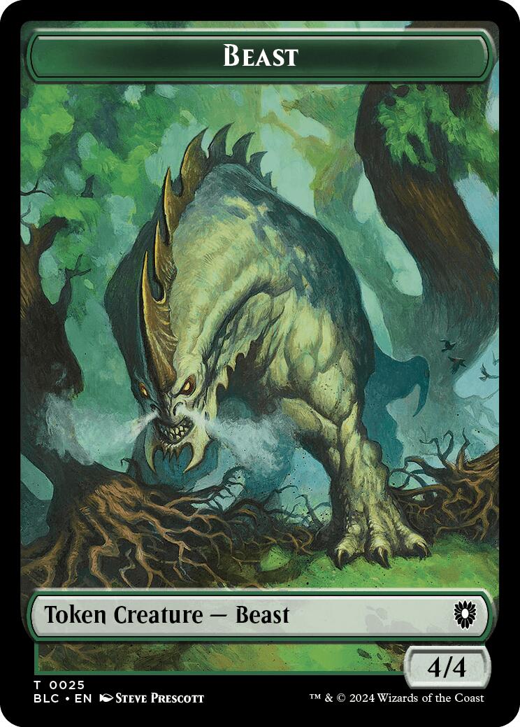 Cat // Beast (025) Double-Sided Token [Bloomburrow Commander Tokens] | Galaxy Games LLC
