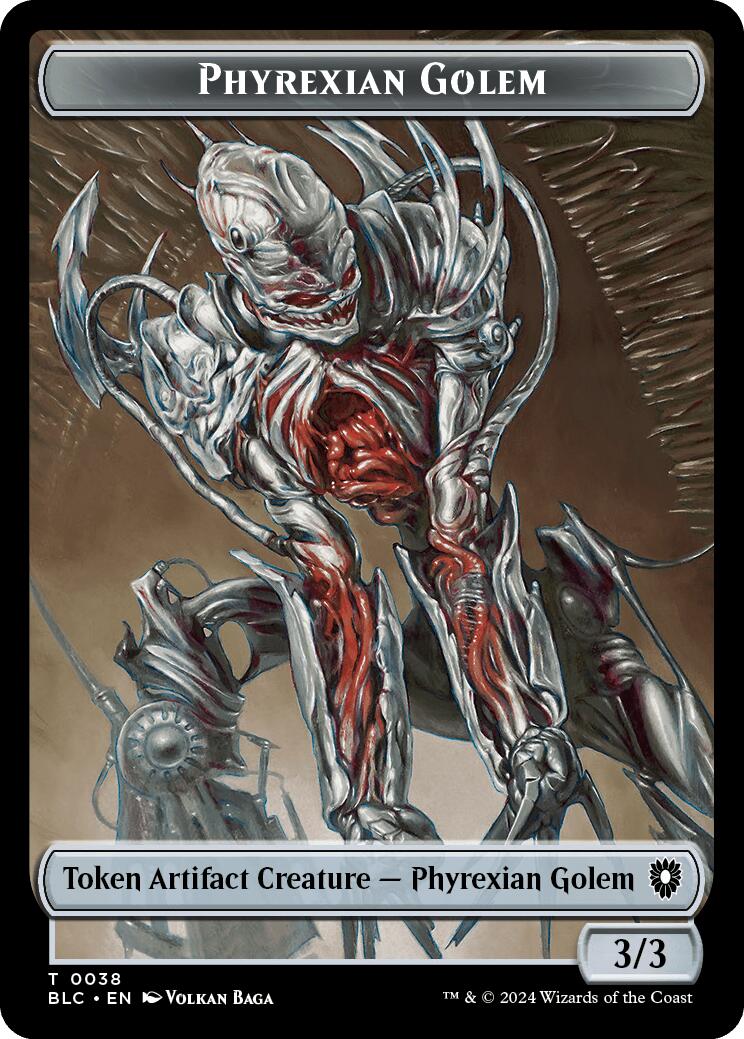 Phyrexian Golem // Faerie Double-Sided Token [Bloomburrow Commander Tokens] | Galaxy Games LLC
