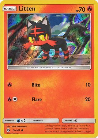 Litten (24/149) (Water Web Holo) [Sun & Moon: Base Set] | Galaxy Games LLC