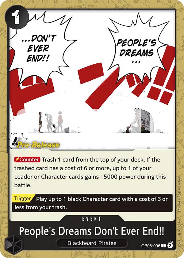 People's Dreams Don't Ever End!! [Two Legends Pre-Release Cards] | Galaxy Games LLC
