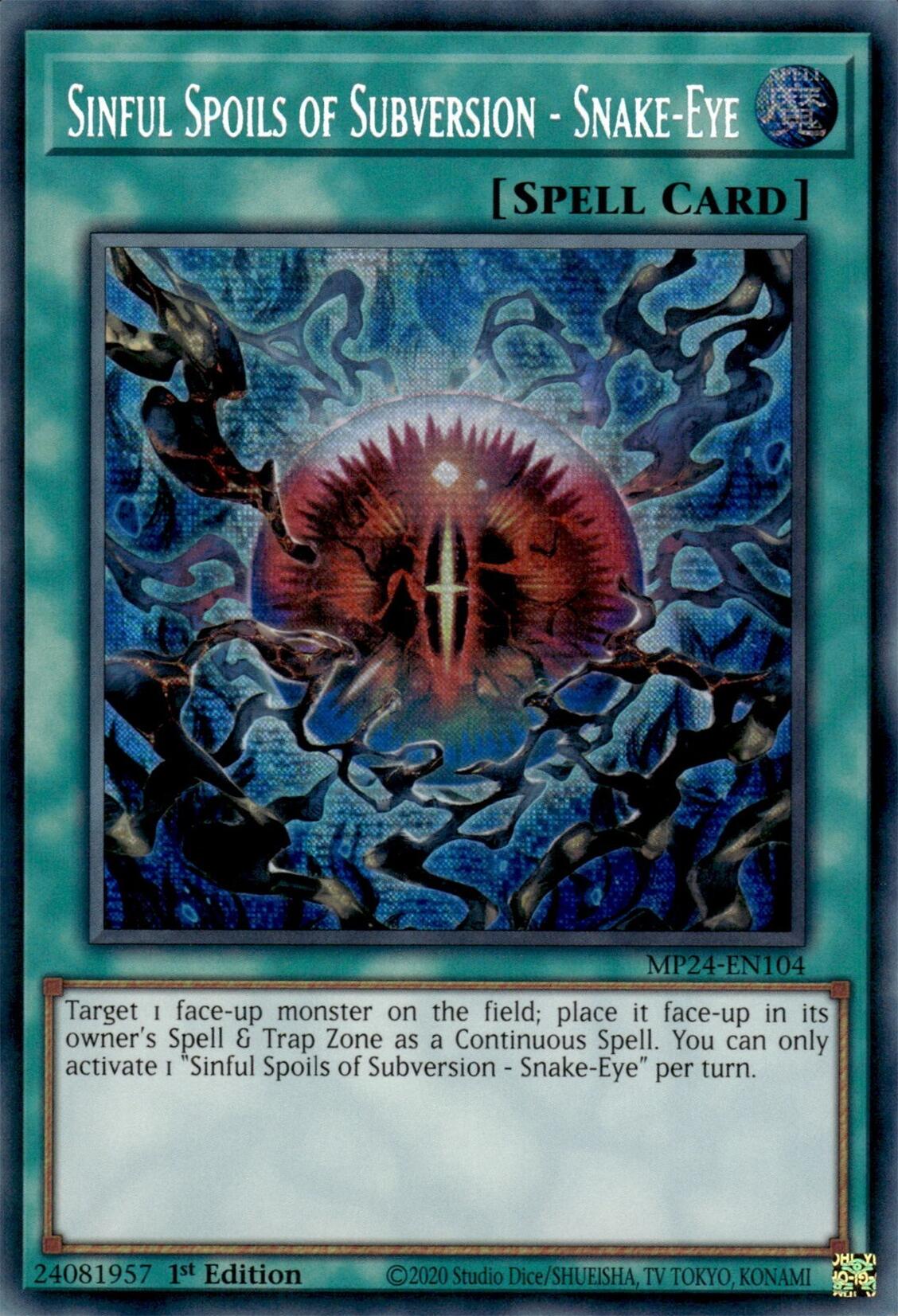 Sinful Spoils of Subversion - Snake-Eye [MP24-EN104] Prismatic Secret Rare | Galaxy Games LLC