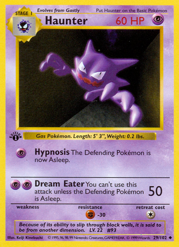 Haunter (29/102) (Shadowless) [Base Set 1st Edition] | Galaxy Games LLC