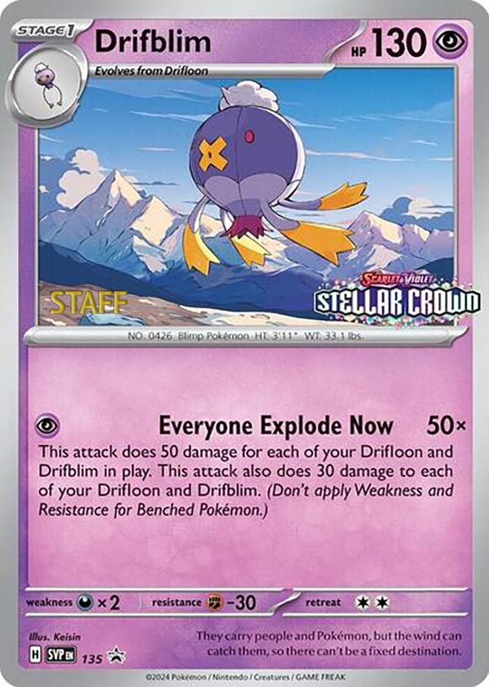 Drifblim (135) (Staff Promo) [Scarlet & Violet: Black Star Promos] | Galaxy Games LLC