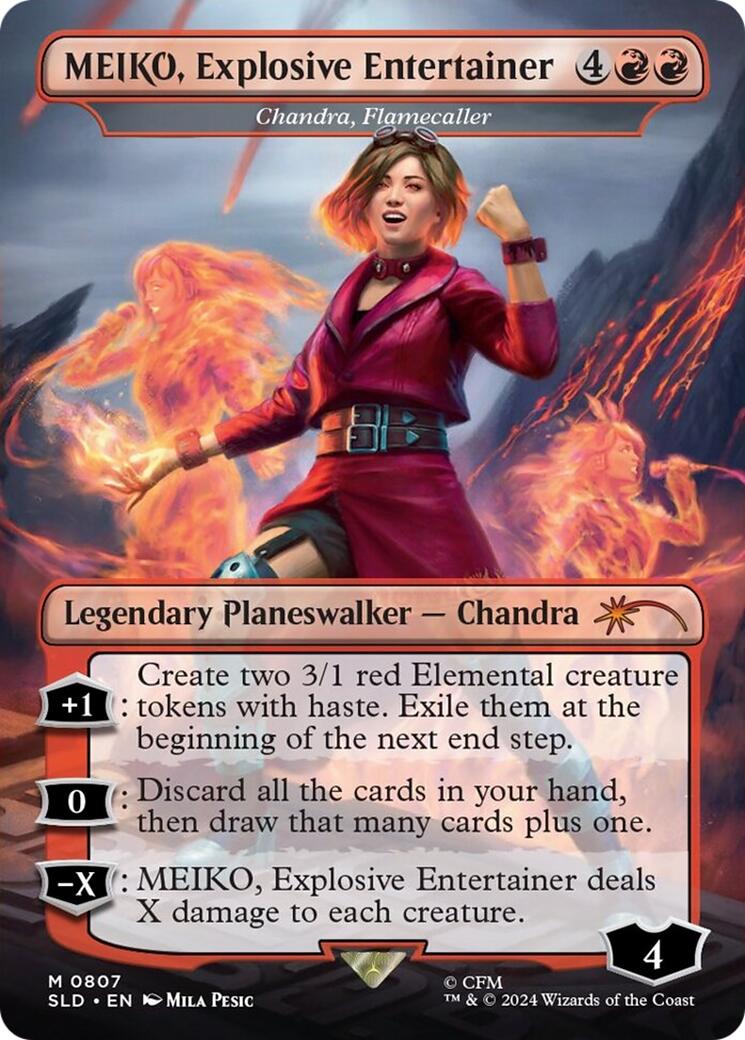 MEIKO, Explosive Entertainer - Chandra, Flamecaller (Rainbow Foil) [Secret Lair Drop Series] | Galaxy Games LLC