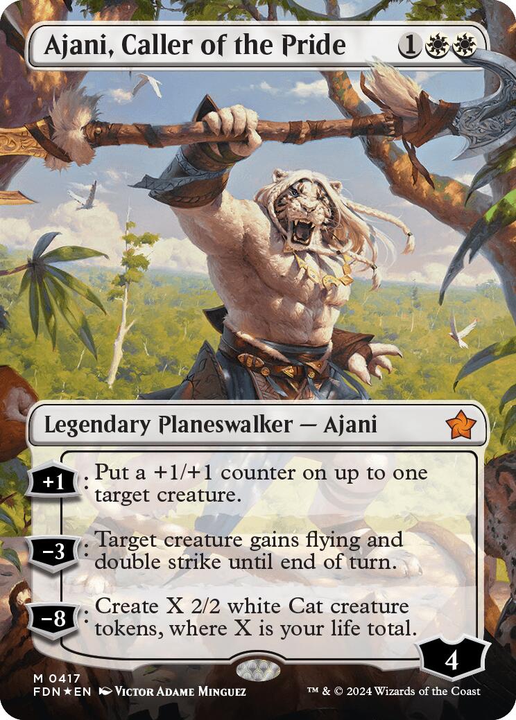 Ajani, Caller of the Pride (Borderless) (Mana Foil) [Foundations] | Galaxy Games LLC