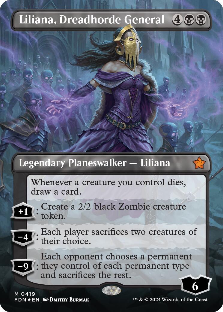 Liliana, Dreadhorde General (Borderless) (Mana Foil) [Foundations] | Galaxy Games LLC