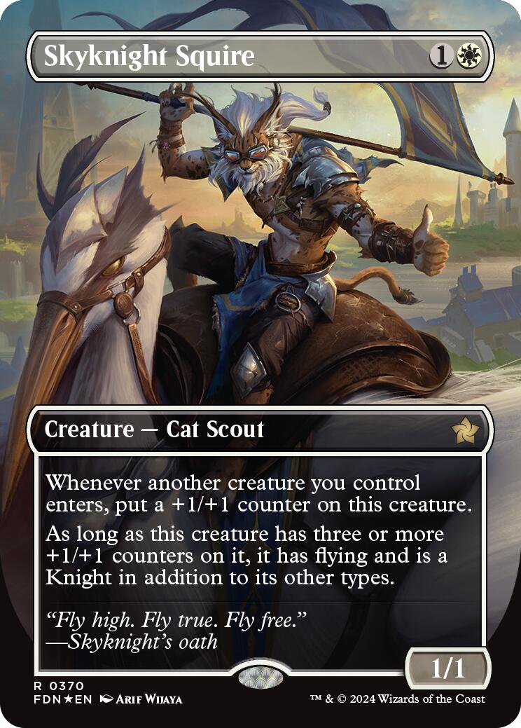 Skyknight Squire (Borderless) (Mana Foil) [Foundations] | Galaxy Games LLC