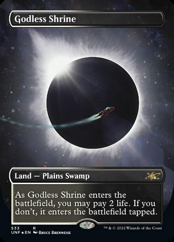 Godless Shrine (Borderless) (Galaxy Foil) [Unfinity] | Galaxy Games LLC