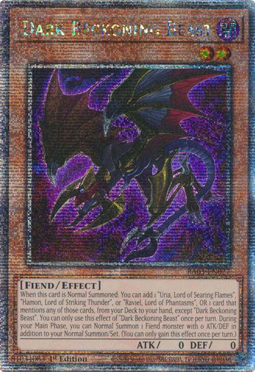 Dark Beckoning Beast (Quarter Century Secret Rare) [RA03-EN027] Quarter Century Secret Rare | Galaxy Games LLC