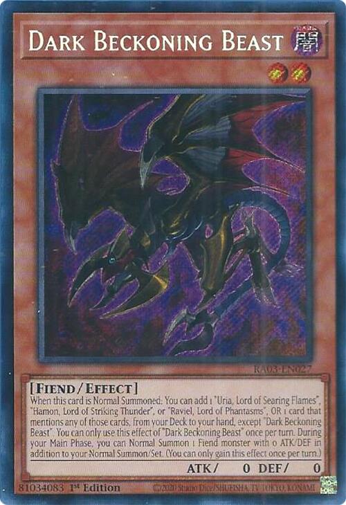 Dark Beckoning Beast (Secret Rare) [RA03-EN027] Secret Rare | Galaxy Games LLC