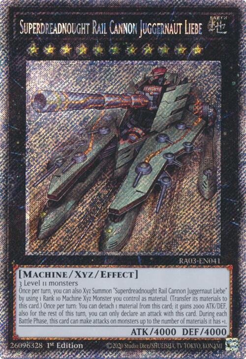 Superdreadnought Rail Cannon Juggernaut Liebe (Platinum Secret Rare) [RA03-EN041] Platinum Secret Rare | Galaxy Games LLC