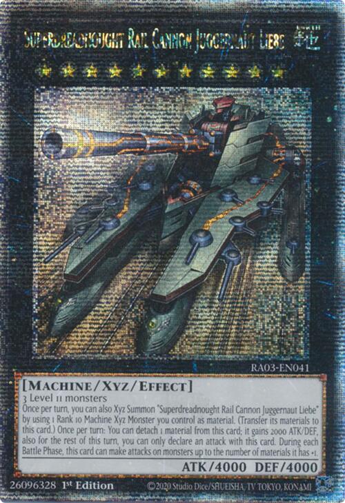 Superdreadnought Rail Cannon Juggernaut Liebe (Quarter Century Secret Rare) [RA03-EN041] Quarter Century Secret Rare | Galaxy Games LLC