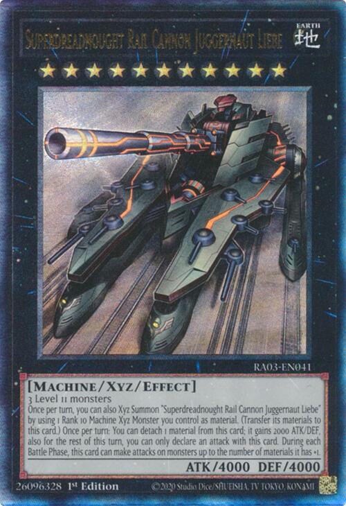 Superdreadnought Rail Cannon Juggernaut Liebe (UTR) [RA03-EN041] Prismatic Ultimate Rare | Galaxy Games LLC