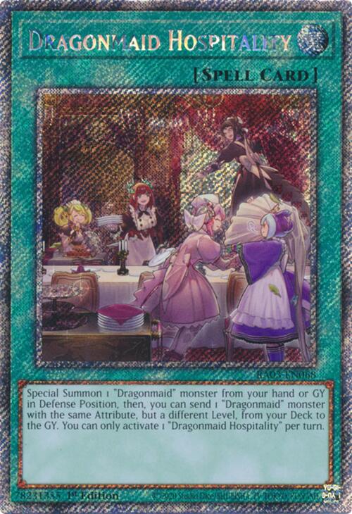 Dragonmaid Hospitality (Platinum Secret Rare) [RA03-EN068] Platinum Secret Rare | Galaxy Games LLC