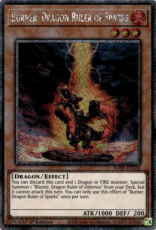 Burner, Dragon Ruler of Sparks (Platinum Secret Rare) [RA03-EN256] Platinum Secret Rare | Galaxy Games LLC