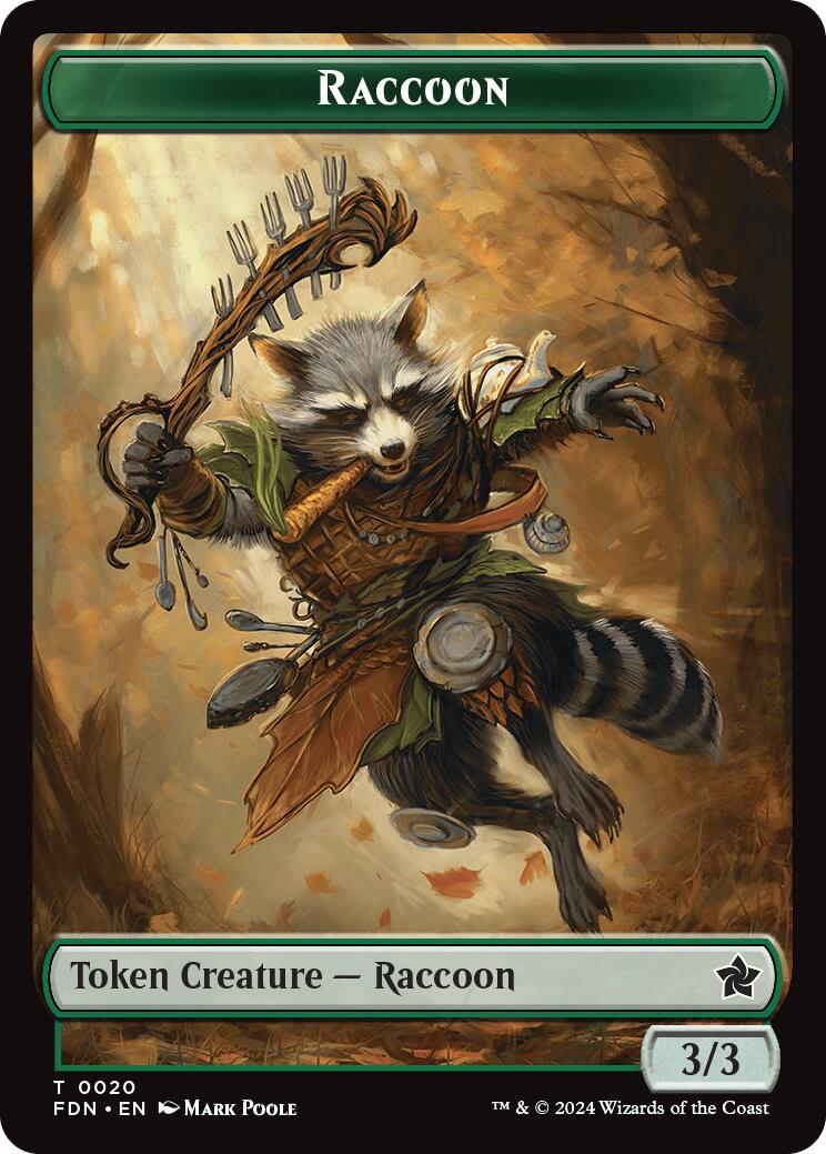 Elf Warrior // Raccoon Doubled-Sided Token [Foundations Tokens] | Galaxy Games LLC