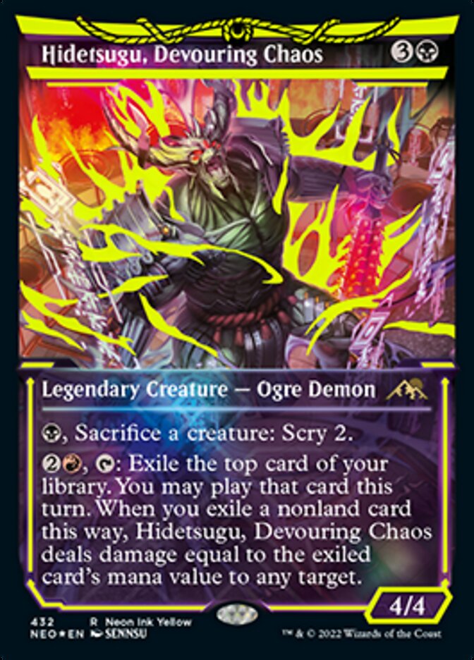 Hidetsugu, Devouring Chaos (Neon Ink Yellow) [Kamigawa: Neon Dynasty] | Galaxy Games LLC