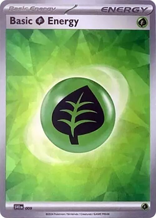 Basic Grass Energy (009) (Cracked Ice Holo) [Scarlet & Violet: Stellar Crown] | Galaxy Games LLC