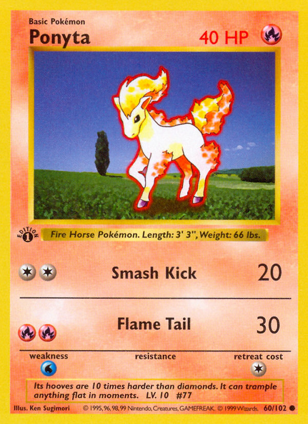 Ponyta (60/102) (Shadowless) [Base Set 1st Edition] | Galaxy Games LLC