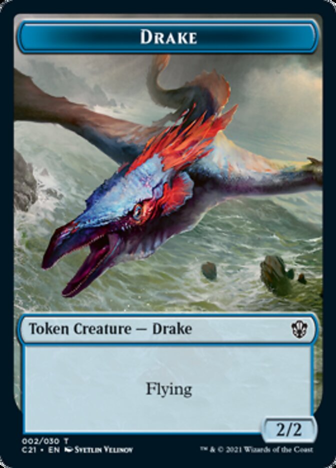 Drake // Elemental (002) Double-Sided Token [Commander 2021 Tokens] | Galaxy Games LLC