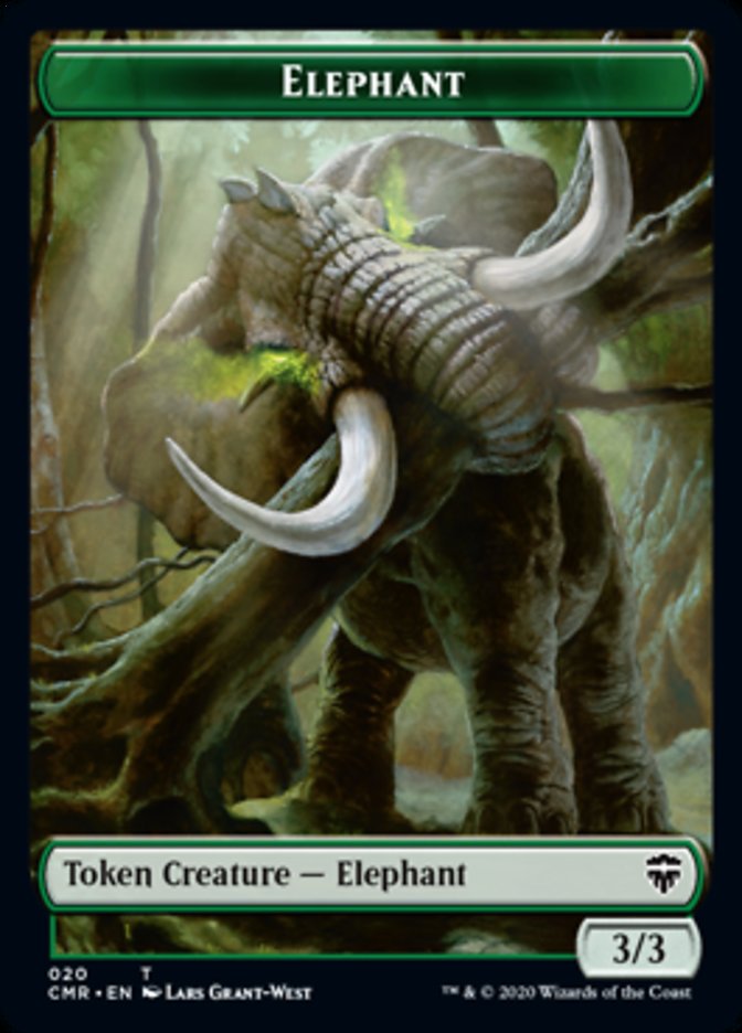 Beast (19) // Elephant Double-Sided Token [Commander Legends Tokens] | Galaxy Games LLC