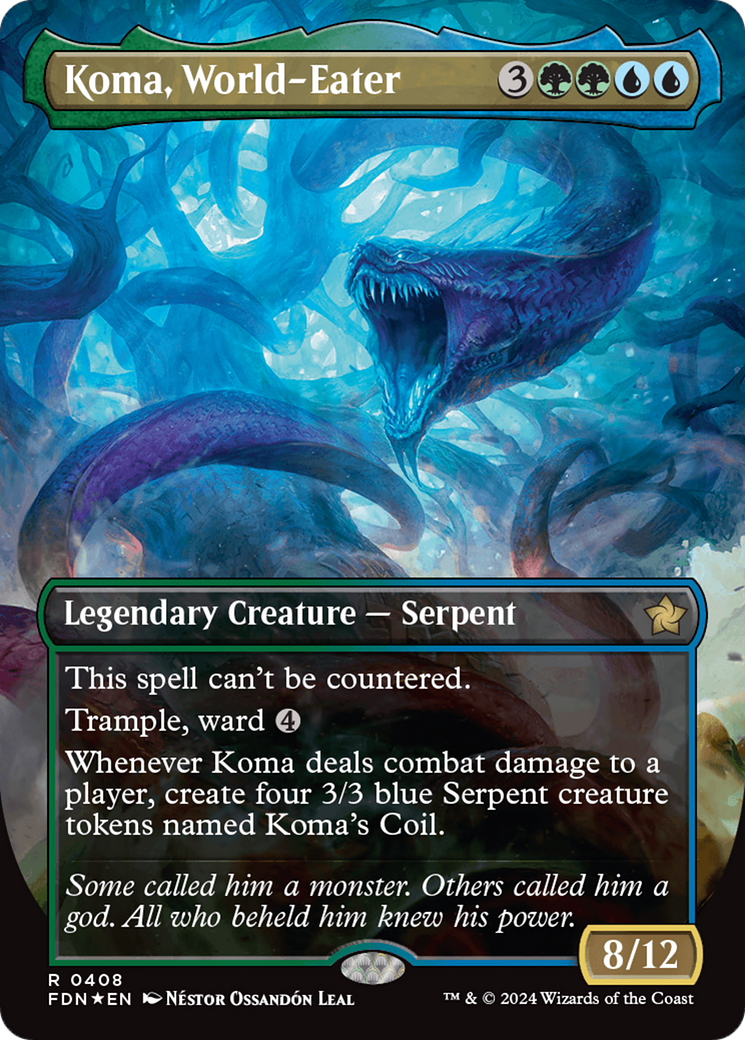 Koma, World-Eater (Borderless) (Mana Foil) [Foundations] | Galaxy Games LLC