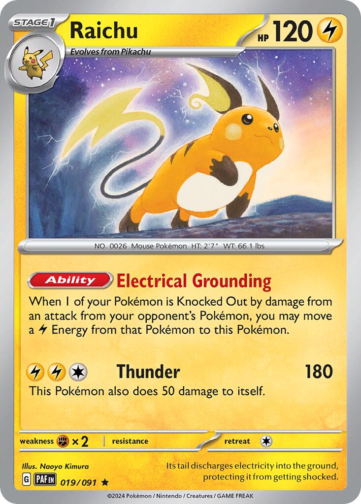 Raichu (019/091) (Theme Deck Exclusive) [Scarlet & Violet: Paldean Fates] | Galaxy Games LLC