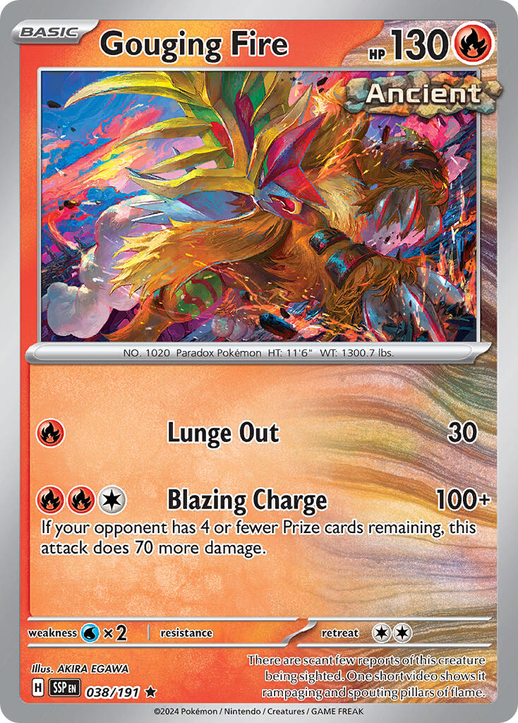 Gouging Fire (038/191) (Theme Deck Exclusive) [Scarlet & Violet: Surging Sparks] | Galaxy Games LLC