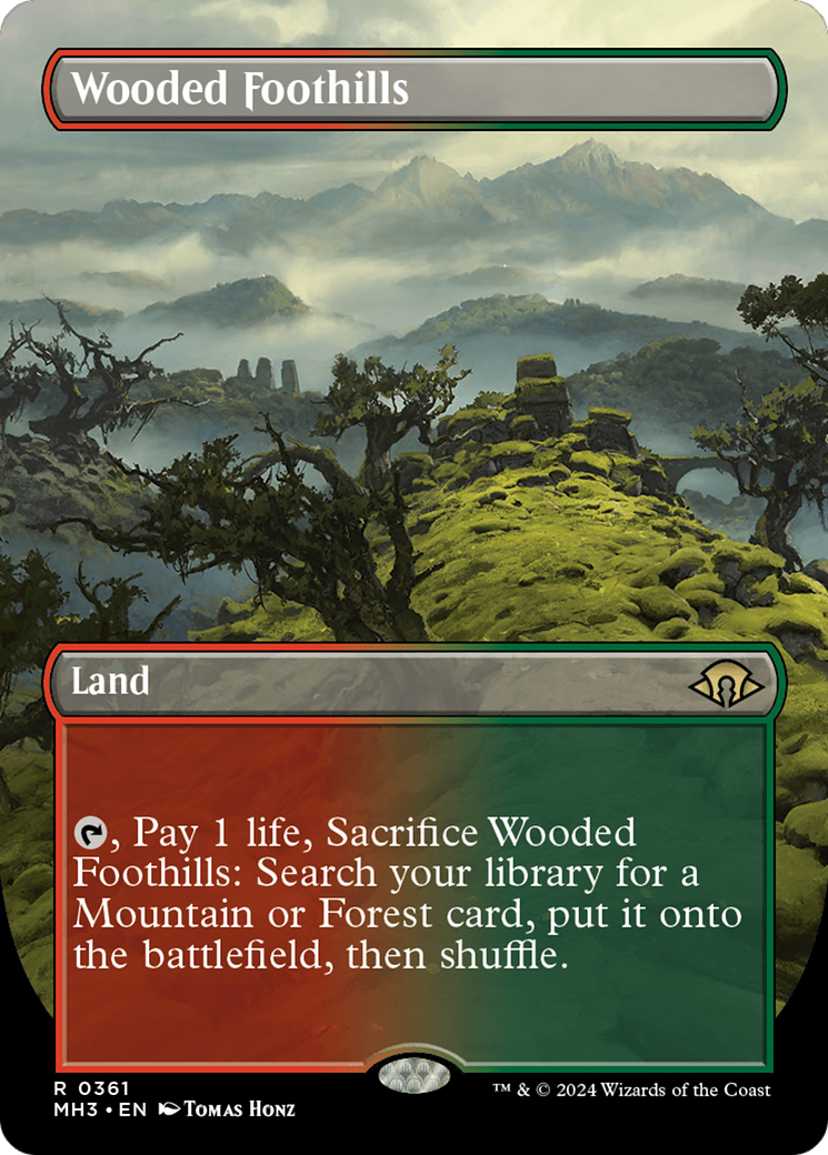 Wooded Foothills (Borderless) [Modern Horizons 3] | Galaxy Games LLC