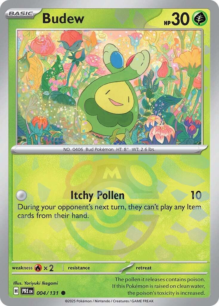 Budew (004/131) (Master Ball Pattern) [Scarlet & Violet: Prismatic Evolutions] | Galaxy Games LLC
