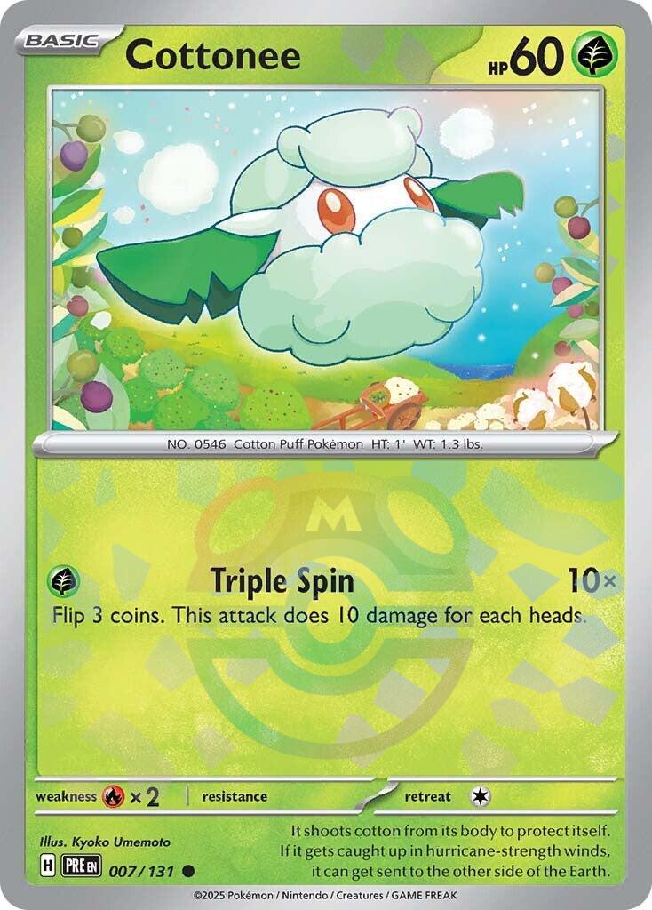 Cottonee (007/131) (Master Ball Pattern) [Scarlet & Violet: Prismatic Evolutions] | Galaxy Games LLC