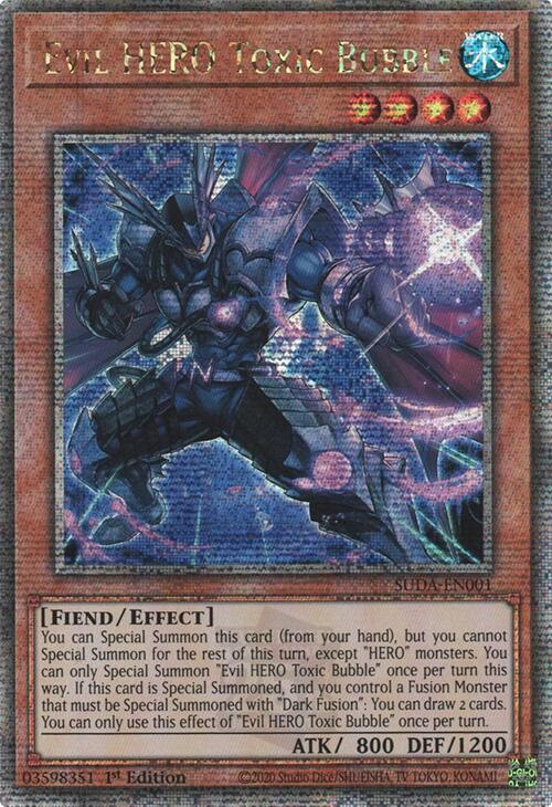 Evil HERO Toxic Bubble (Quarter Century Secret Rare) [SUDA-EN001] Quarter Century Secret Rare | Galaxy Games LLC