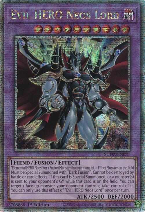 Evil HERO Neos Lord (Quarter Century Secret Rare) [SUDA-EN031] Quarter Century Secret Rare | Galaxy Games LLC