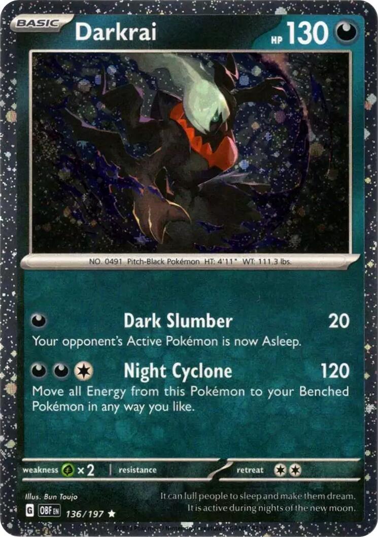 Darkrai (136/197) (Cosmos Holo) [Scarlet & Violet: Obsidian Flames] | Galaxy Games LLC