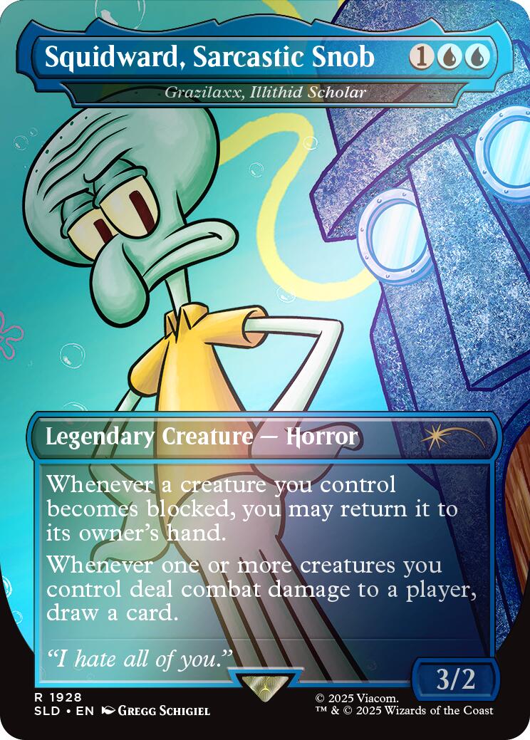 Squidward, Sarcastic Snob - Grazilaxx, Illithid Scholar (Rainbow Foil) [Secret Lair Drop Series] | Galaxy Games LLC
