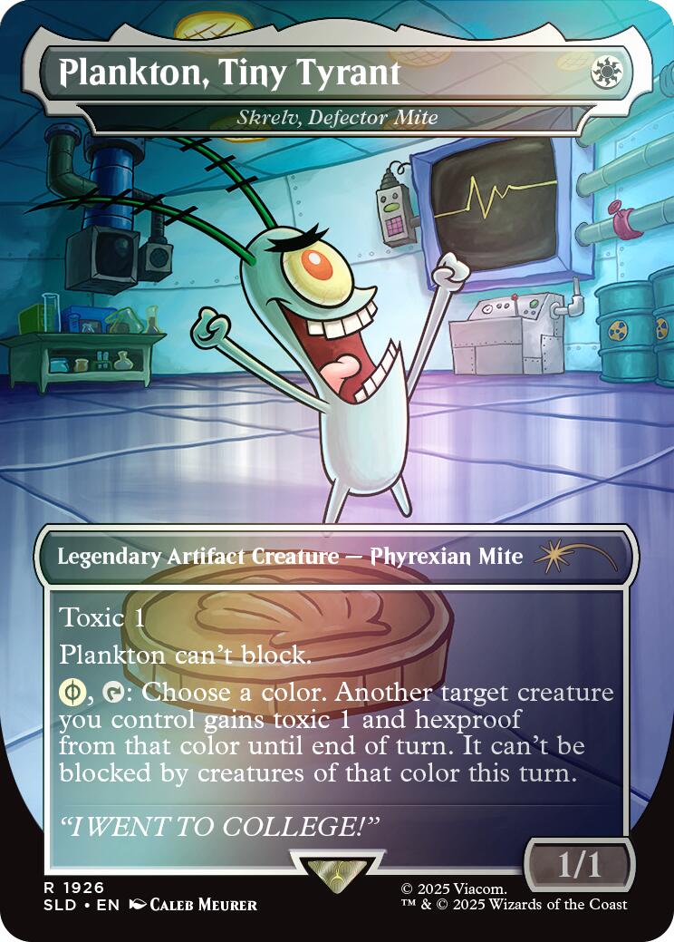 Plankton, Tiny Tyrant - Shrelv, Defector Mite (Rainbow Foil) [Secret Lair Drop Series] | Galaxy Games LLC
