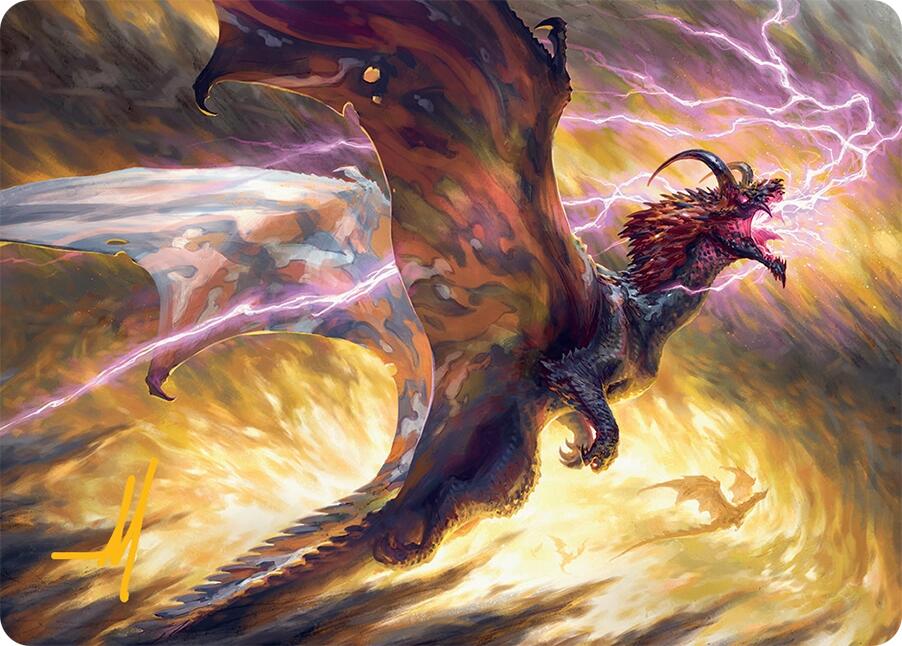 Stormscale Scion Art Card (17/54) (Gold-Stamped Signature) [Tarkir: Dragonstorm Art Series] | Galaxy Games LLC