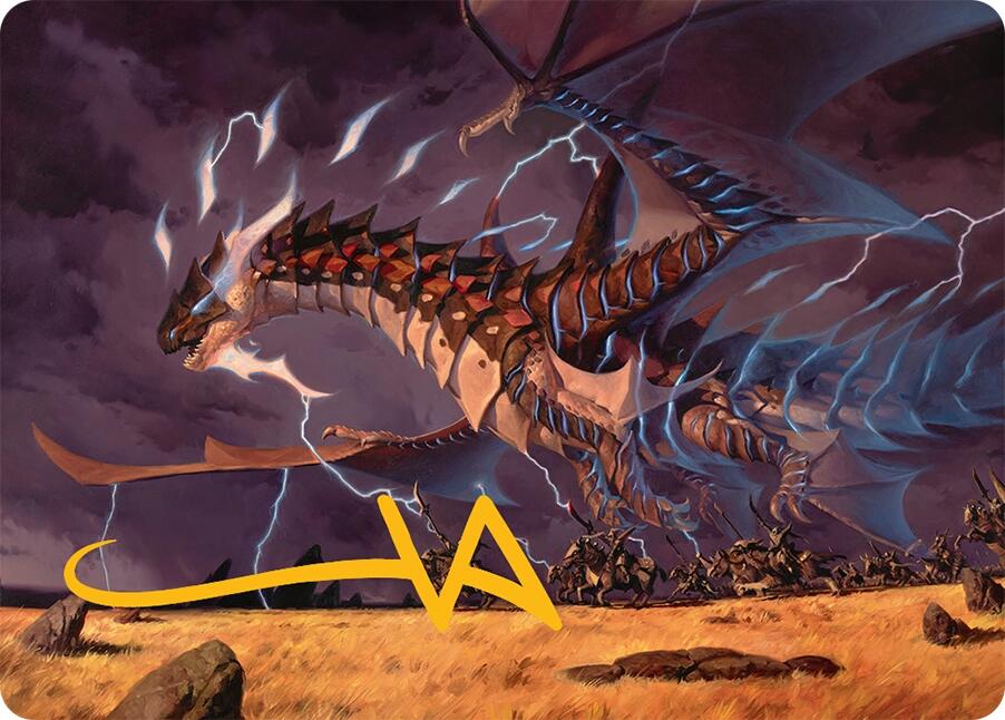 Neriv, Heart of the Storm Art Card (25/54) (Gold-Stamped Signature) [Tarkir: Dragonstorm Art Series] | Galaxy Games LLC