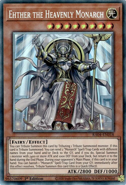 Ehther the Heavenly Monarch [RA04-EN018] Prismatic Collector's Rare | Galaxy Games LLC