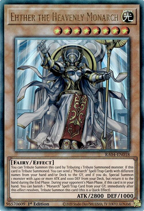 Ehther the Heavenly Monarch [RA04-EN018] Prismatic Ultimate Rare | Galaxy Games LLC
