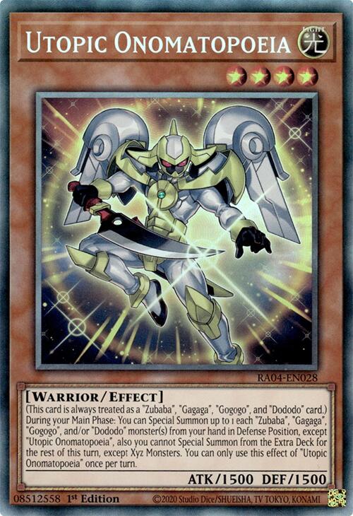 Utopic Onomatopoeia [RA04-EN028] Prismatic Collector's Rare | Galaxy Games LLC