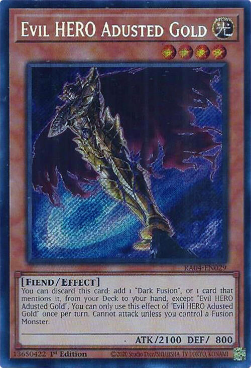 Evil HERO Adusted Gold [RA04-EN029] Secret Rare | Galaxy Games LLC