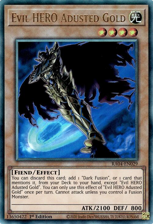 Evil HERO Adusted Gold [RA04-EN029] Prismatic Ultimate Rare | Galaxy Games LLC