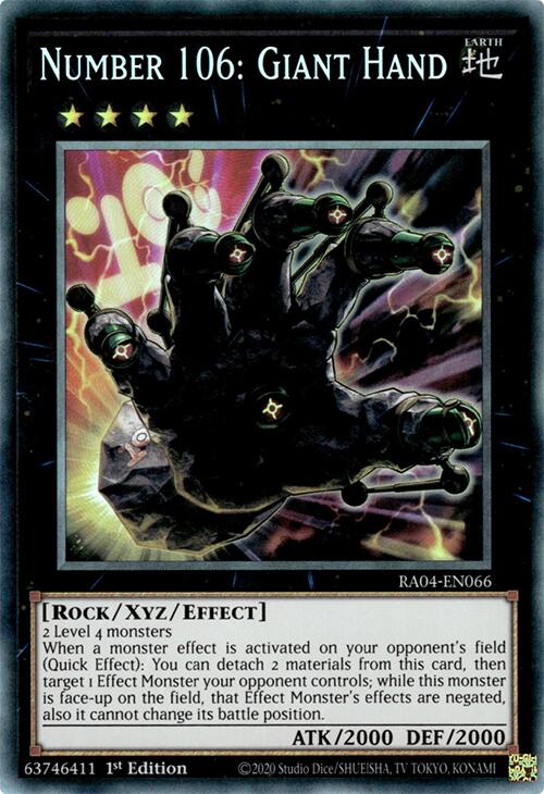 Number 106: Giant Hand [RA04-EN066] Prismatic Collector's Rare | Galaxy Games LLC