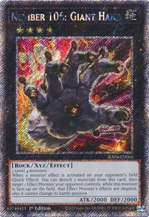 Number 106: Giant Hand [RA04-EN066] Platinum Secret Rare | Galaxy Games LLC