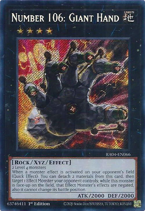 Number 106: Giant Hand [RA04-EN066] Secret Rare | Galaxy Games LLC